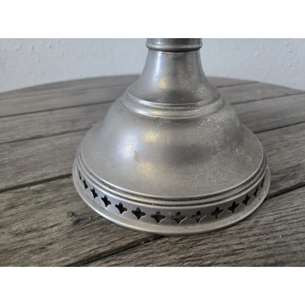 Antique 1900's Nickel Plated Oil Table Lamp Base Only